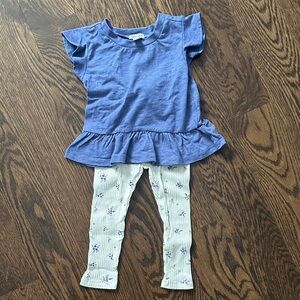 Splendid Indigo Ruffle Top with Patterned Leggings